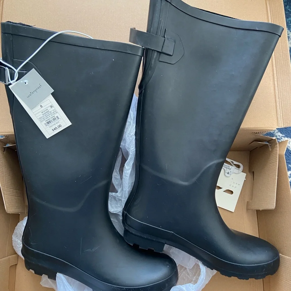 Women River Tall Rain Waterproof Boots Blck size 8 - Picture 7 of 9